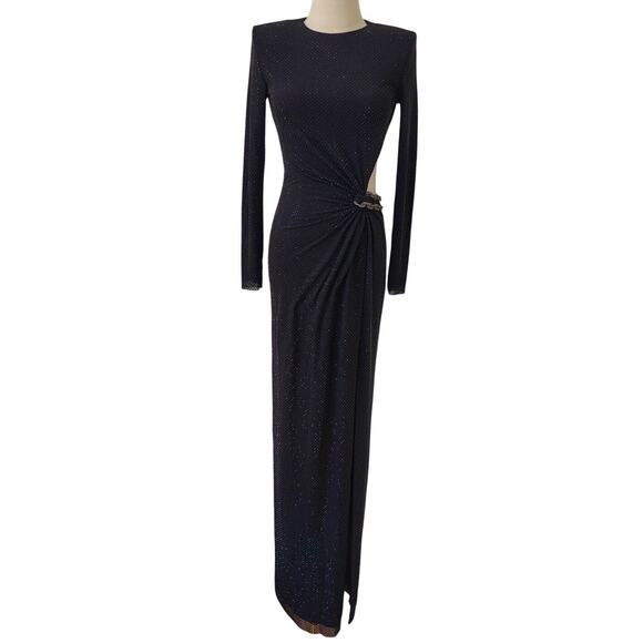 SELF PORTRAIT Black Rhinestone Embellished Maxi Dress UK 10 US 6 - Picture 4 of 7